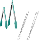 600F Heat Resistant 912 in Silicone Cooking Tongs with Non Stick Rubber Tips and 12" V1258-DP02-C-380