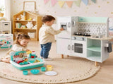 Keezi Kid Pretend Kitchen Wooden Play Sink Playset Dishwasher Toys Green PLAY-WOOD-FRIDGE-SINK-GN