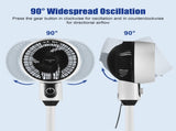 Oscillating Fan 3 Speed Quiet Pedestal Floor Standing Fan for Home Bedroom Living Room V1294-YM0901-H48131WBUK
