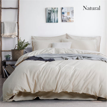 luxurious linen cotton quilt cover set queen natural V517-LCQC-QNAL