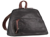 Milleni Womens Bag Italian Leather Soft Nappa Leather Backpack Travel - Black/Chestnut V563-NL-10767-BLK_CHESTNUT