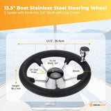 13.5" Boat Steering Wheel With Grip Cover - Stainless Steel 3/4" 5 Spoke With Knob V238-SUPDZ-40824956715088