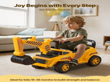 Ride On Toddler Car, Push Car for Toddler 19 to 36 Months, Excavator Digger Toy with Helmet & Music, V952-KBKETCZSTCHHQFYPA001V9