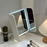 Smart Touch LED Vanity Mirror - 3 Color Dimmable Lights, 270&deg Adjustable, Rechargeable Desktop V1232-HZJSZ001