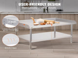 Stainless Steel Work Table, 762 x 1219 x 660 mm Commercial Food Prep Worktable, 3-Sided Backsplash V952-CFBXGGZTSBT3X3G63V0