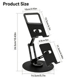 Aluminum Alloy Dual Device Stand for Phone Tablet, 360&deg Silent Rotation, Weighted Base 2KG Capacity, V1232-SJZJ-RHY-002
