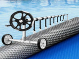 Aqua Buddy Pool Cover 600 Micron Solar Heat Blanket LDPE 8x4.2m w/ 5.55m Roller PC-80X42-XL-DX-BL-ROLLER