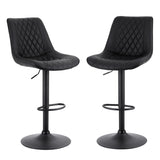 Artiss 2x Bar Stools Kitchen Swivel Gas Lift Counter Chair Diamond Leather Black BA-K-799G-BKX2