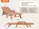 Chaise Chair, 181 kg Weight Capacity, 6 Positions Adjustable Patio Chair, Outdoor HDPE V952-HDPESLTYGDTYYCZAV001V0