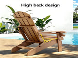 Gardeon Outdoor Table and Chairs HDPE Folding Adirondack Beach Chair Patio Furniture FF-BEACH-3HEFD-BR