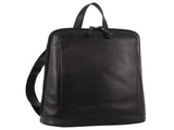 Milleni Ladies Nappa Leather Bag Twin Zip Backpack w/ Zipped Pocket - Black V563-NL3546-BLACK