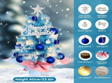 With LED String Light, Mini Christmas Tree, Tabletop Artificial Christmas Tree with Ornaments V1107-128-16524-BLU-45CM