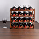 Bamboo Stackable Modular Freestanding Countertop Wine Shelf Rack V63-843051