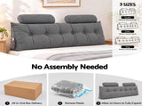 Artiss Headboard Pillow Queen Wedge Backrest Triangular with 2 Cushions Grey BED-HEAD-TRAR-Q-GY