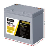 Giantz AGM Deep Cycle Battery 12V 75Ah Box Portable Solar Caravan Camping BATTERY-C-AGM-75