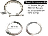 2 X 3 inch Quick Release V Band Clamp with Male Female Flanges 304 Stainless Steel for Turbo V1258-DP02-WO-158