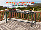 Outdoor Bar Table, 120 x 37.5 cm Patio Bar Table, Waterproof Top & Sturdy Metal Frame, Rectangle V952-ZFLTJBZFX4720NCC7001V0