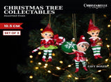 Christabelle 3 Elf Christmas Ornaments Assorted Novelty Figures 10.5cm Xmas Tree Decorations Ha 112_SHD2007