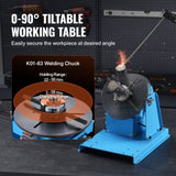 VEVOR Rotary Welding Positioner 10KG, 0-90&deg; Welding Positioning Turntable Table with 8.1 Inch 3-Jaw V952-HJBWJX10KG20A453NV3