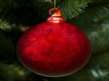 Christabelle Large Red Glass Baubles 6 Pcs with Faint Crackle Pattern Balls Christmas Tree Deco 112_YAN215S6