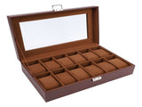 Watch Box with Watch Pillows Vintage Brown Leather 12 Slot Watch Case for Watch Display Storage V1294-YM0901-3117250163711