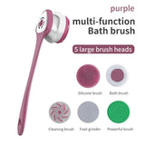 Purple Electric Bath Brush & Multi-Functional Massager - Long Handle Waterproof Body Cleansing Tool V888-ELOSUNG13451