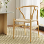 Artiss Dining Chair Wooden Rattan Seat Wishbone Back MO-DIN-B-01-RAT-WD