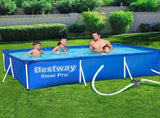 Bestway Swimming Pool 400x211x81cm Steel Frame Above Ground Pools w/ Filter Pump 5700L BW-POOL-SQ-4M-56425