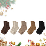 Women's Solid Mid Calf Socks, 2026 New Cozy Soft Comfy Warm Thick Cute Knit Crew Socks Multipack for V1258-DP02-C-2476