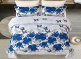 Blue Floral Rose Meadow Bedspread Coverlet 3 Piece Set V745-AC080893Q13U