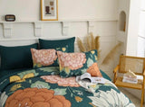 Teal Terracotta Dahlia Bloom Comforter Quilted Doona Set V745-AB011142AJ3
