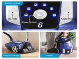 DEVANTI Bagged Vacuum Cleaner Powerful Suction for Carpet Wood Tile Floor VAC-KB-2108-BU