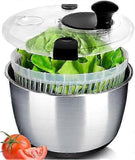 Large Stainless Steel Salad Spinner Easy Compact Kitchen Tool V1263-JX-5408