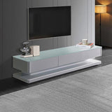 TV Cabinet with 3 Storage Drawers With High Glossy Assembled Entertainment Unit in White colour V43-TVC-SUP-WH