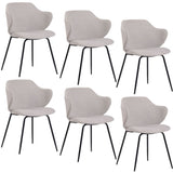 Set of 6 Dining Chairs Fabric with Metal Legs in Ivory Beige V563-68409_3X