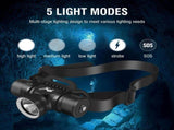 Scuba Diving Light, 5000 Lumen Diving Flashlight Headlamp, 5 Lighting Modes Dive Flashlight, Ultra V1192-AZ-W-10154