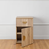 PORTO BEDSIDE TABLE - NATURAL OAK - SLIM - HALF MOON BRASS V164-ECS13STB04G