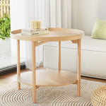 Artiss Coffee Table Side Table Round 70CM FUR-U-COF-04-WD