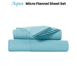 Kingtex Ultra-Soft Micro Flannel Sheet Set 40 cm Wall Aqua Single V442-KIT-SHEETS-MF2023-AQUA-SB