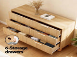Artiss Boucle Queen Bed Frame and Chest of 6 Drawers Bedroom Set BFRAME-G-DUNE-CDR-04-6D