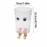 Transparent Plastic Trash Can with Cute Eyes and Feet Design for Kitchen Bathroom Bedroom Office V1366-AZ2-W-14697