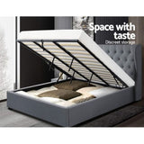 Artiss Bed Frame King Size Gas Lift Grey ISSA BFRAME-E-ISSA-K-GY-ABC
