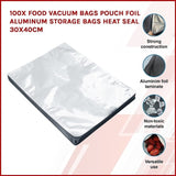 100x Food Vacuum Bags Pouch Foil Aluminum Storage Bags Heat Seal 30x40cm V63-836431