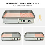 THERMOMATE Commercial Electric Griddle TH-G06, 4400W 73x40cm Half Ribbed Dual Surface V219-FODCAPTHMAG06