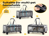 i.Pet Pet Carrier Swivel Wheels Foldable Cat Dog Trolley Stroller Travel Bag Grey PET-CARRIER-WL60X38-GR