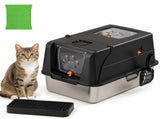 Black Large Stainless Steel Cat Litter Box, Foldable Covered Cat Litter Tray with Top & V1243-MSPT144-BLACK-L-DD