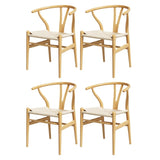 1 Set of 4 Artiss Dining Chairs Wooden Rattan Seat Wishbone Back MO-DIN-B-01-RAT-WDX4