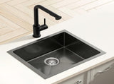 Cefito Stainless Steel Sink 44x44CM With Pull Out Mixer Tap Kitchen Basin Single Bowl Black SINK-BLACK-4444-48