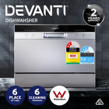 Devanti 6 Place Settings Benchtop Dishwasher Sliver BDW-6-02A-SI