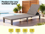 Gardeon Sun Lounge Adjustable Lounger Patio Outdoor Furniture Lightweight Brown FF-LOUNGE-PP-RAT-BR